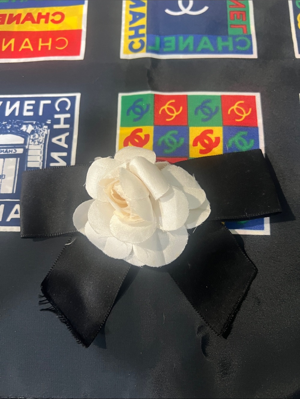 Vintage  Chanel Style LIKE Camellia and Satin Bow Brooch